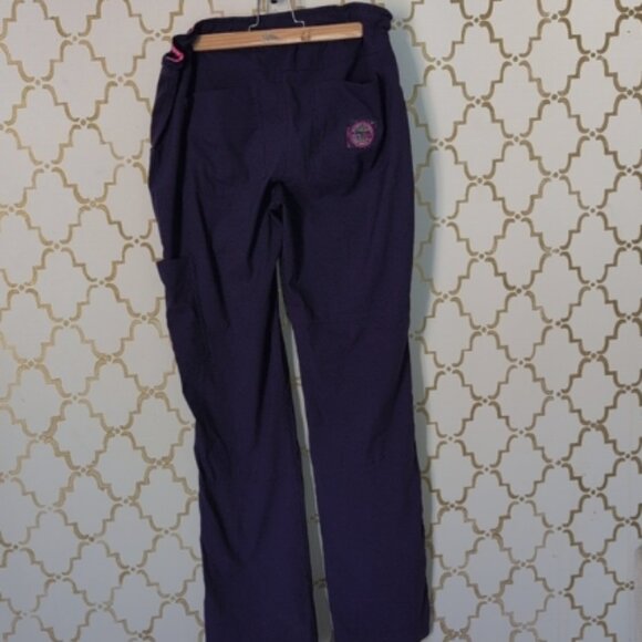koi Lite Peace Women's 6-Pocket Stretch Scrub Pants - Dark Purple/ Grape - Picture 3 of 4